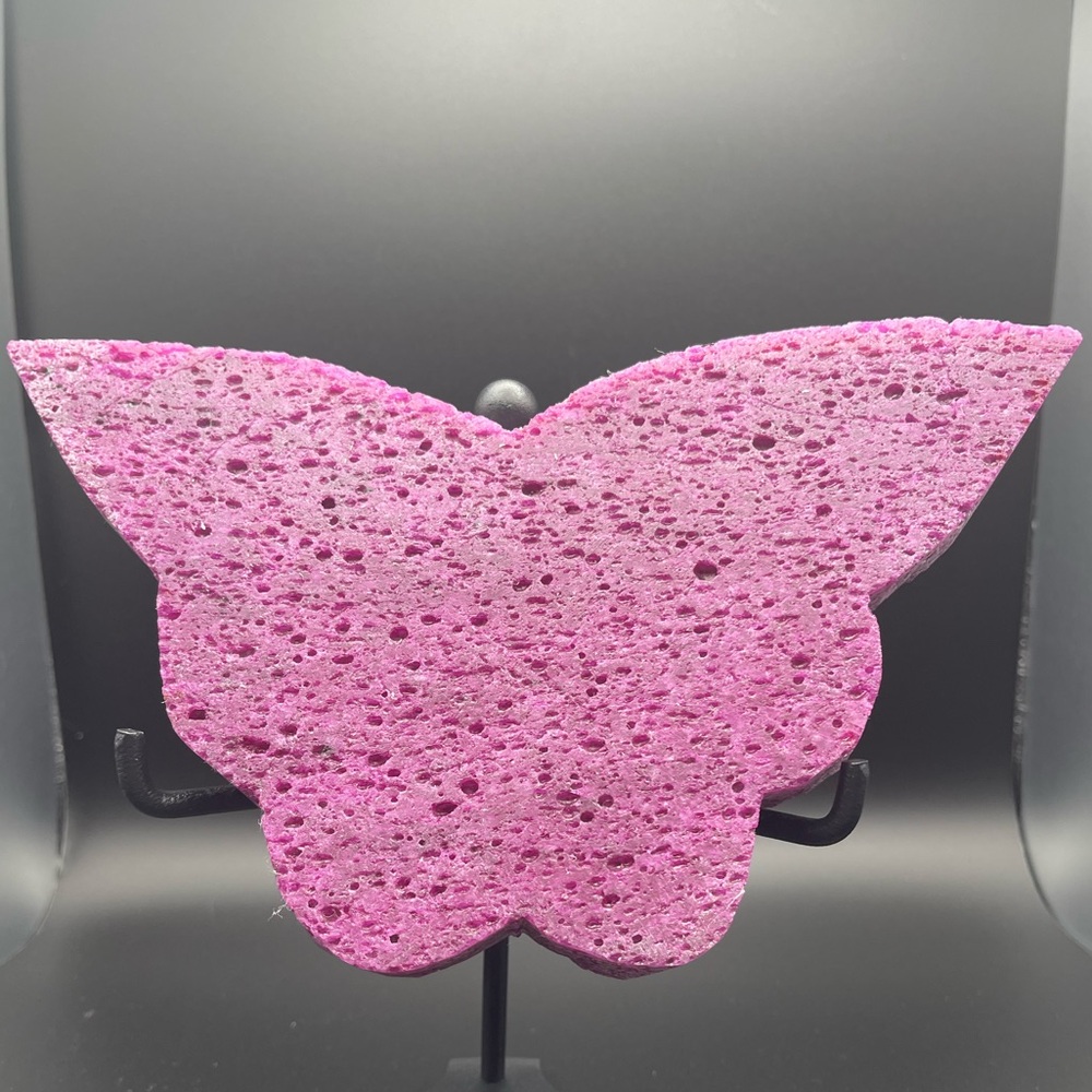 Honeycomb Ruby Large Butterfly Carving  UV reactive Reiki